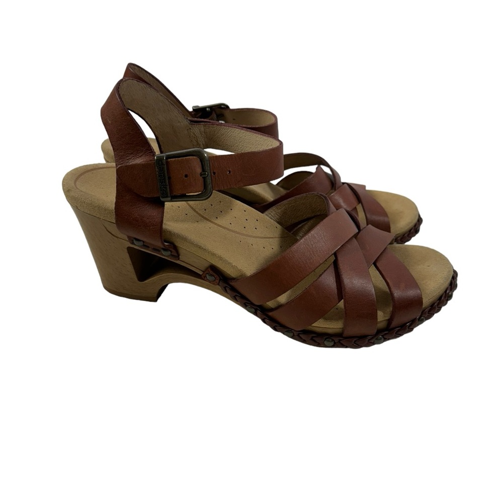 Dansko Tru Braided Leather Wood Heel Sandals size 38